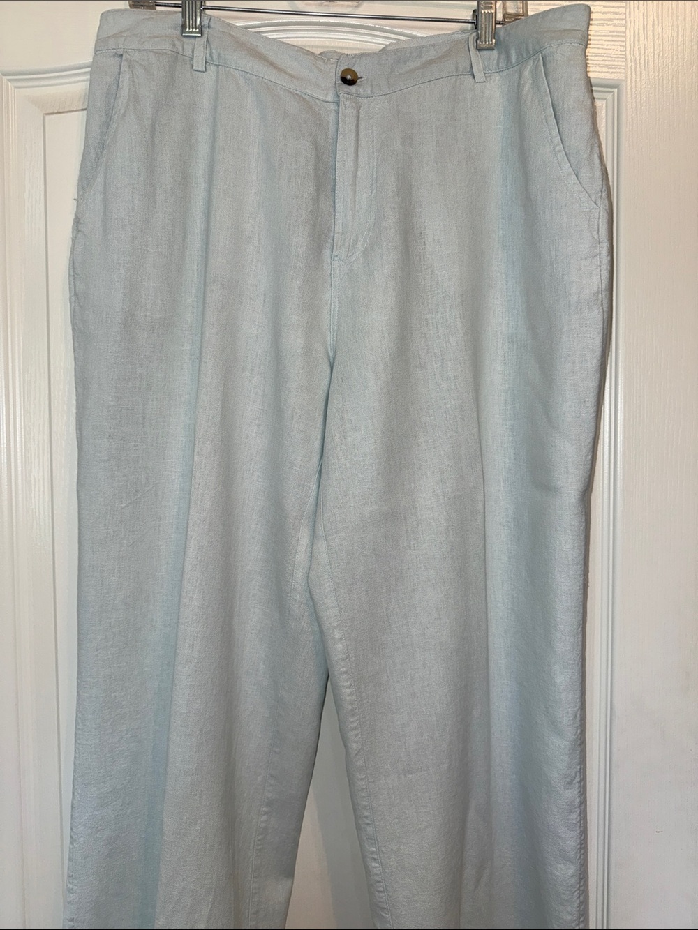 Linen Blend Pale Blue Pants